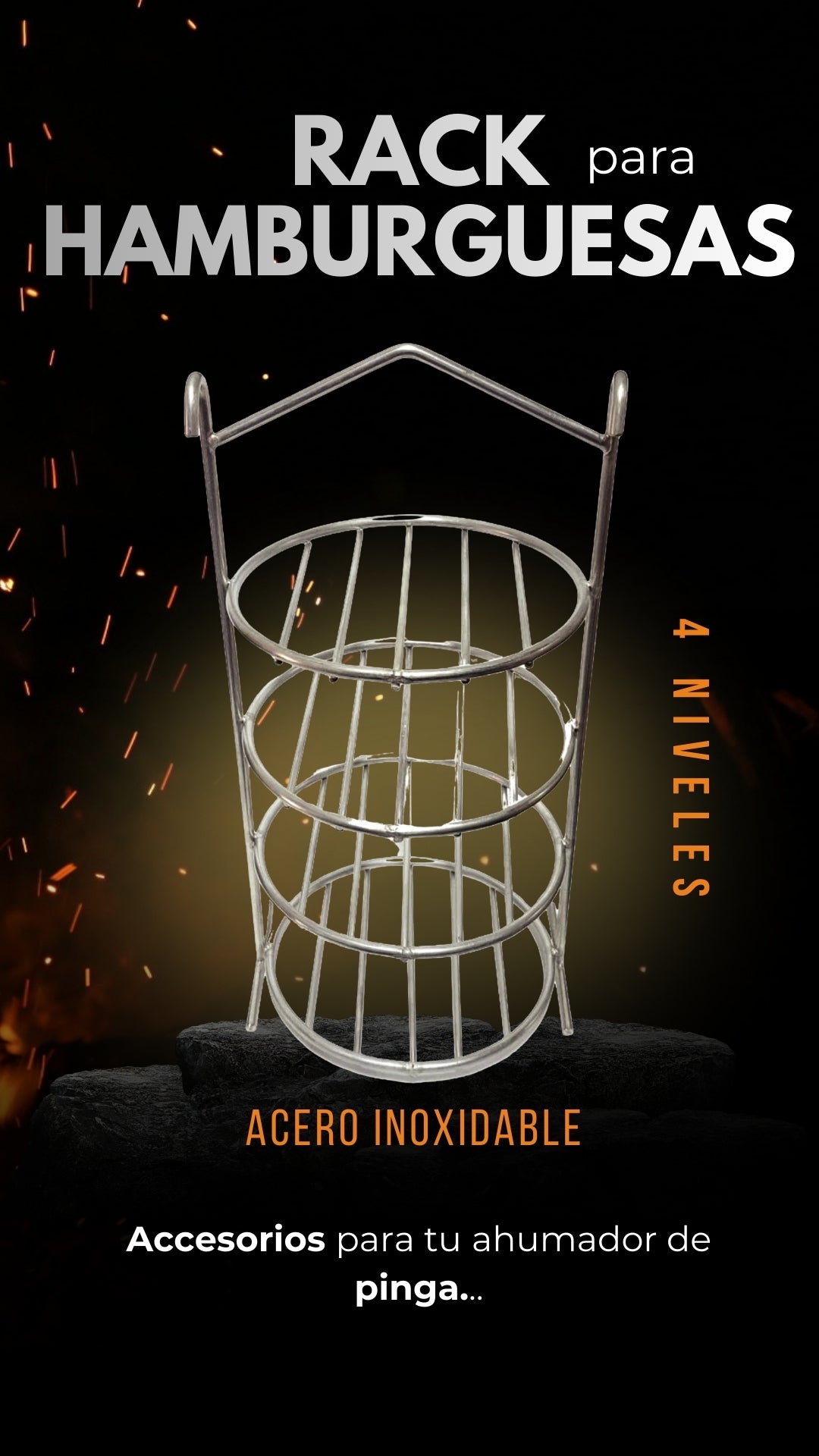 Rack para Ahumar Hamburguesas de 4 Niveles Cromado