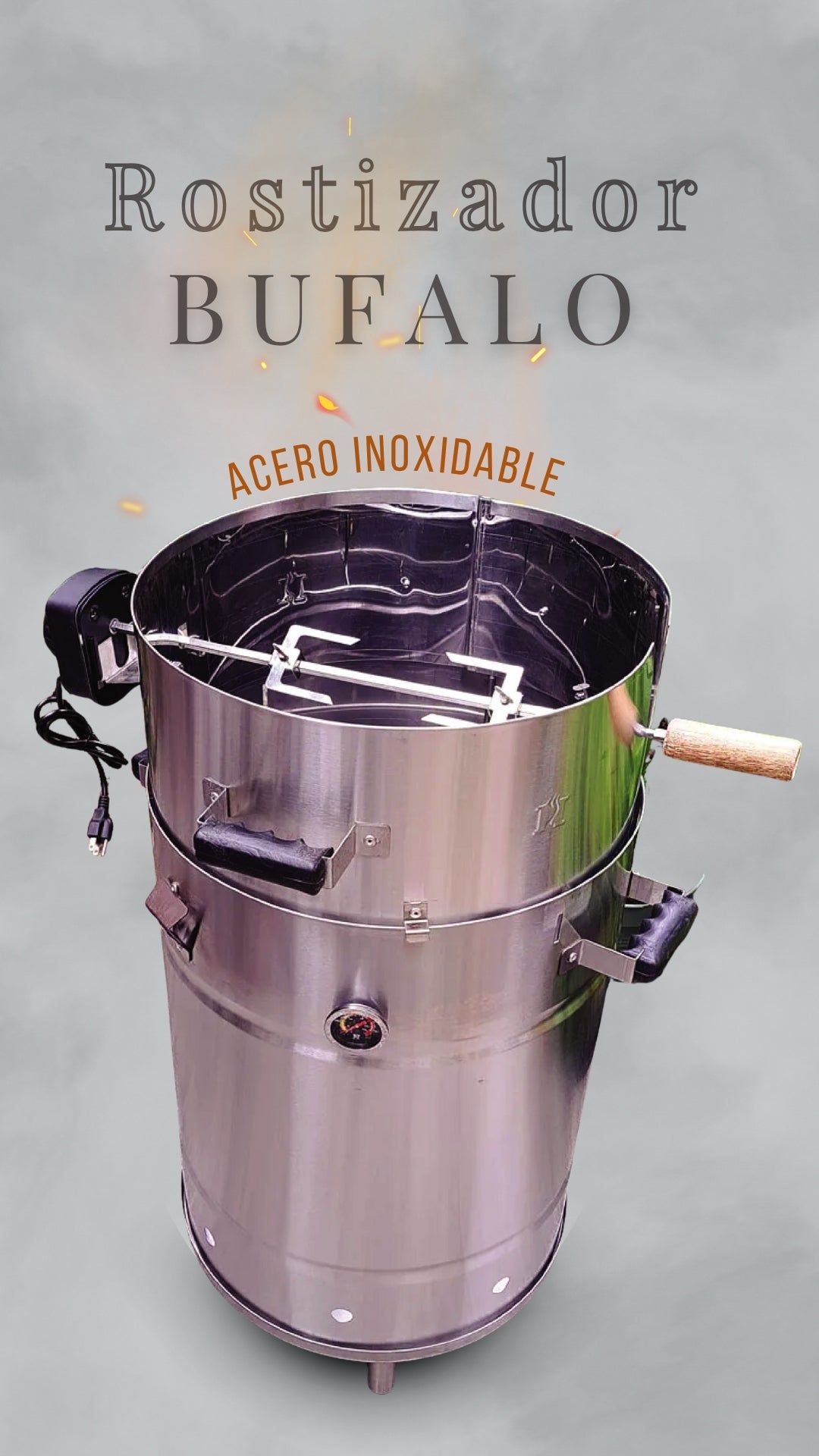 Rostizador para Barril Ahumador Bufalo en Acero Inoxidable