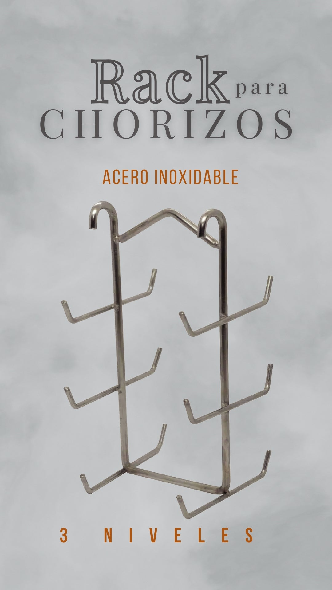 Rack para Ahumar Chorizos de 3 Niveles en Acero Inoxidable