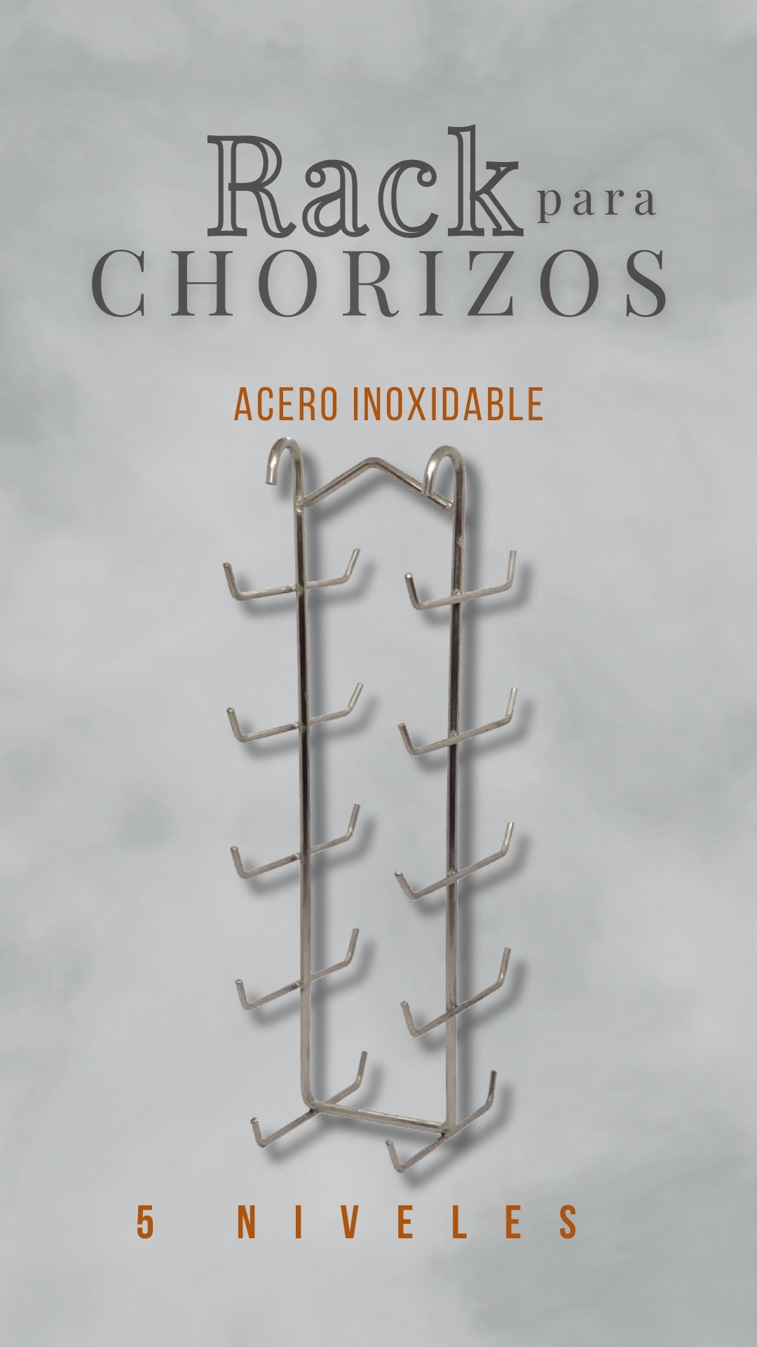 Rack para Ahumar Chorizos de 5 Niveles en Acero Inoxidable