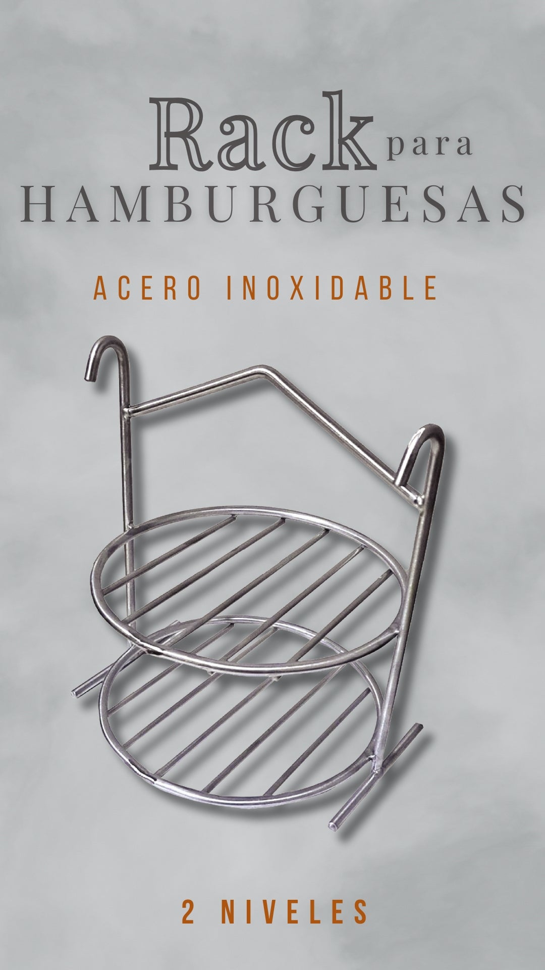 Rack para Hamburguesas de 2 Niveles en Acero Inoxidable