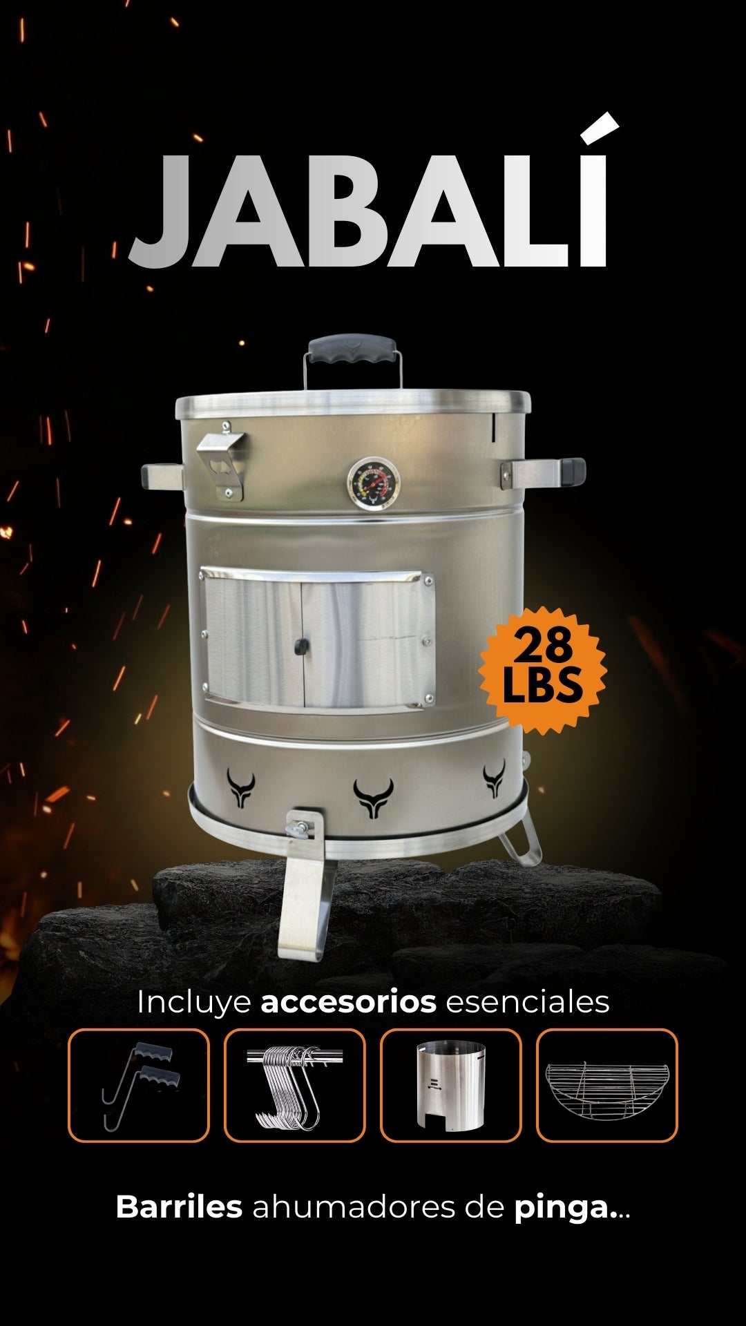Barril Ahumador Jabali en Acero Inoxidable