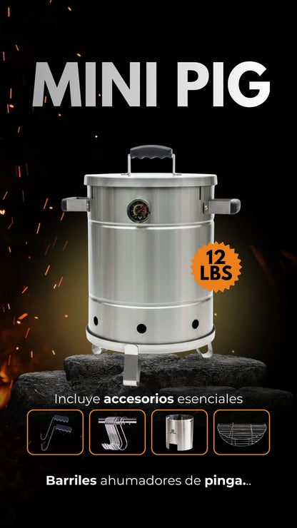 Barril Ahumador Mini Pig en Acero Inoxidable
