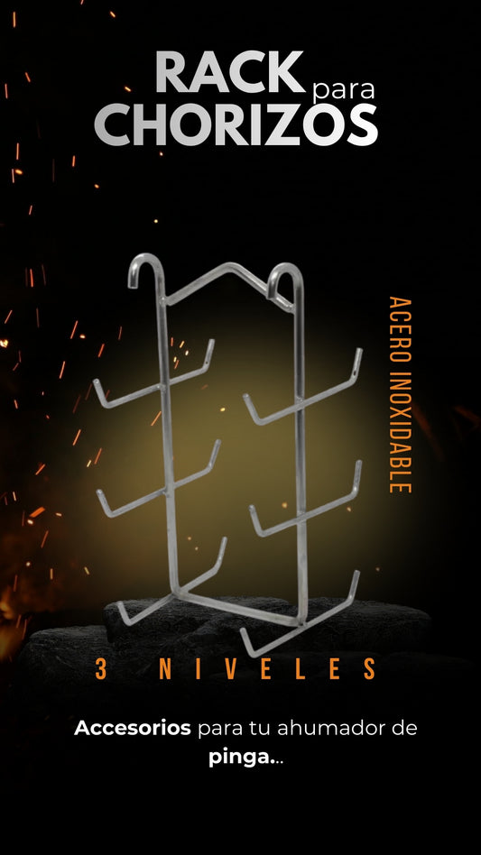 Rack para Ahumar Chorizos de 3 Niveles en Acero Inoxidable