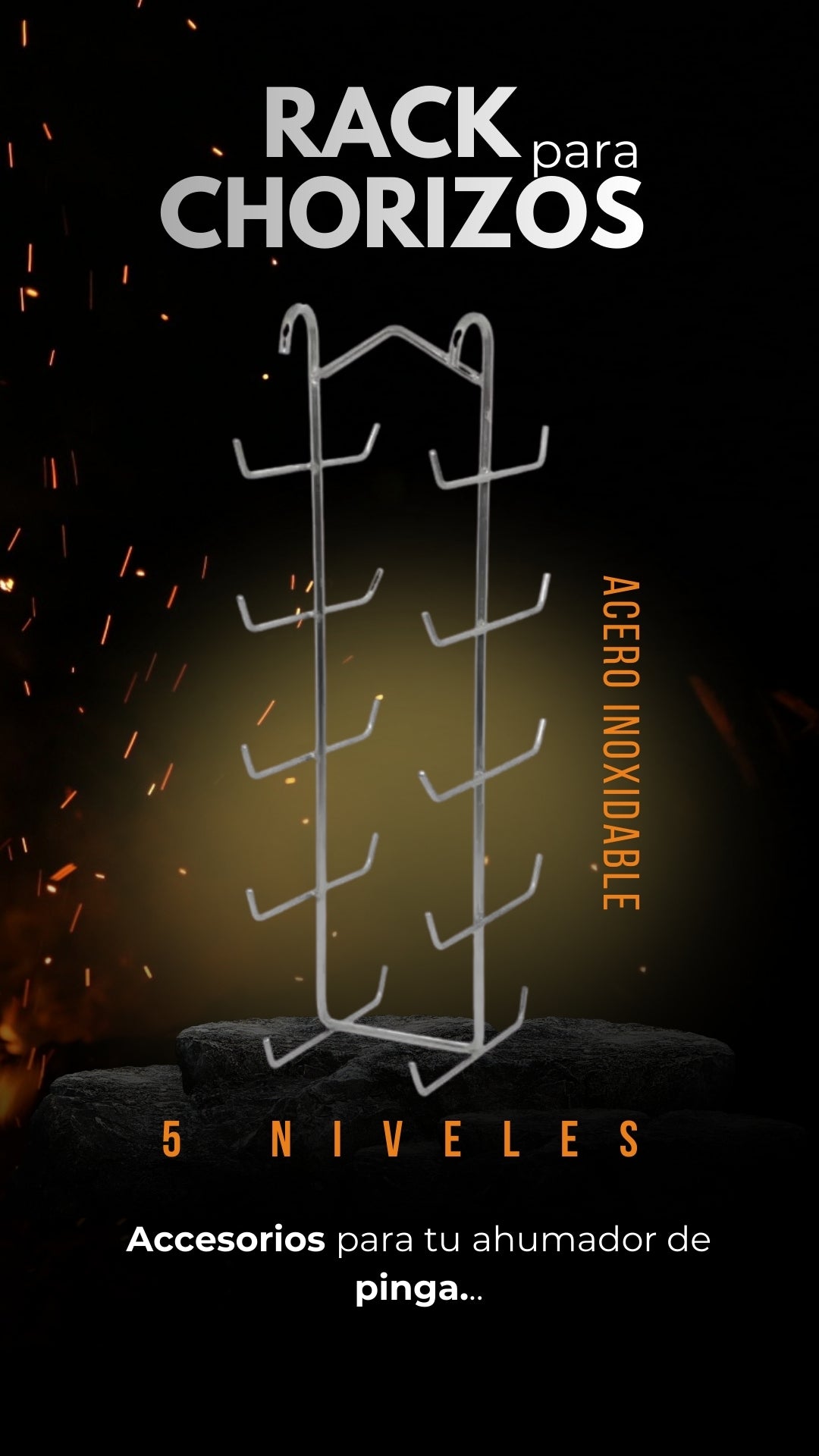 Rack para Ahumar Chorizos de 5 Niveles en Acero Inoxidable