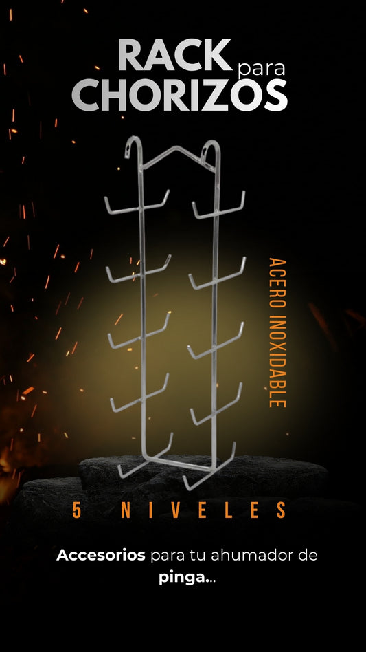 Rack para Ahumar Chorizos de 5 Niveles en Acero Inoxidable