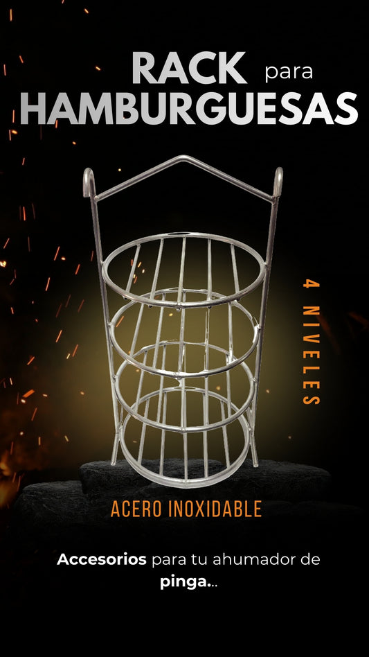 Rack para Ahumar Hamburguesas de 4 Niveles Cromado